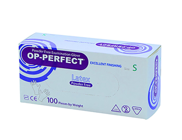 دستکش لاتکس آزمایشگاهی بدون پودر 100 عددی (OP-PERFECT)